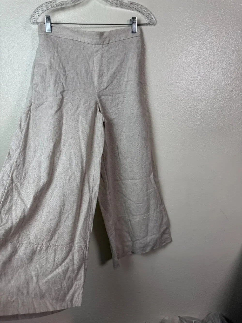 Banana Republic Wide Leg Cropped Linen Blend Pants size XS Flax Beige Minimalist